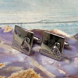 Vintage SWANK Music Note Piano  Silver Square Cufflinks